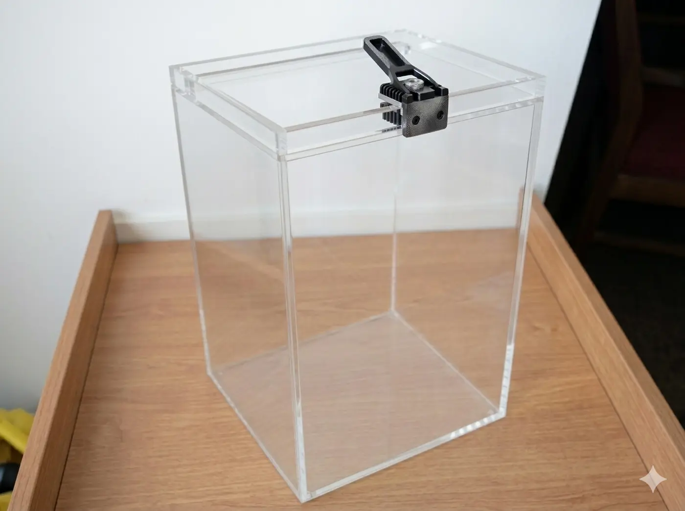 Скринька для пожертвувань з акрилу з врізним замком — виготовлення на замовлення